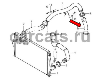 Volvo XC90T5 - малый патрубок интеркулера "на турбину"