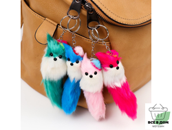 Пушистик на кольце "В радужной шляпке со стразой, микс, 812289