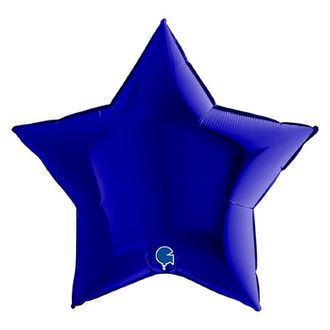 Звезда Темно-синий 36"/90 см с надписью и гирляндой