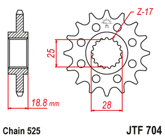 Звезда ведущая JT JTF704.16 (JTF704-16) (F704-16)