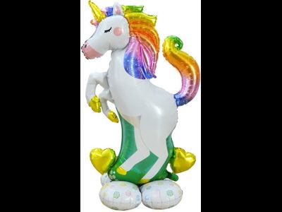 Шар 3D (50''/127 см) Фигура на подставке, Радужный единорог
