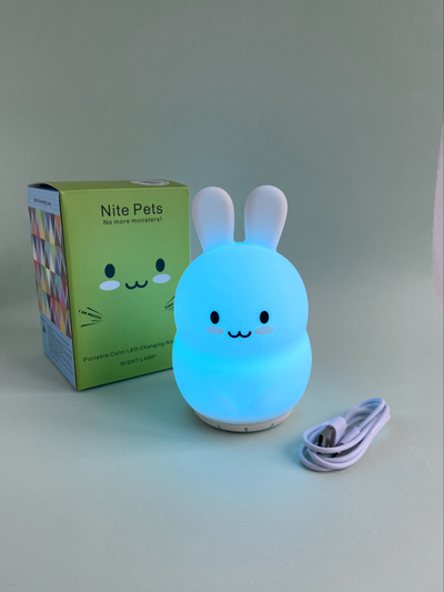 Ночник музыкальный силиконовый ЗАЙЧИК (вертикальный) на аккумуляторе с  функцией белого шума