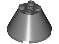 Cone 4 x 4 x 2 with Axle Hole, Dark Bluish Gray (3943b / 4210649 / 4296788)