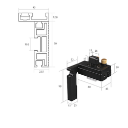 Упор с линейкой и ограничителем для транспортира "V.PRO"