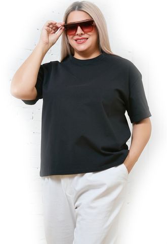 Женская футболка с коротким рукавом Арт. 1342 (цвет черный) Размеры 54-68