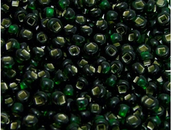 Бисер чешский круглый preciosa 10/0, непрозрачный глянцевый темно-зеленый с квадратным отверстием (57150H), 50 грамм