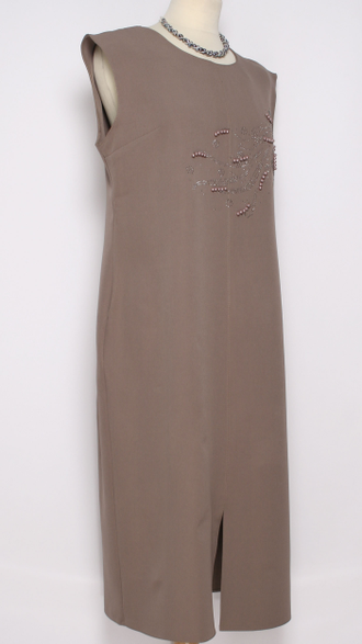 КОСТЮМ  "ДВОЙКА1" платье и жакет бежевый р.48-54