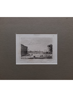 "Вид на Театральный мост и Марсово поле в Санкт-Петербурге" гравюра Lemaitre Augustin François 1838 год