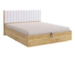 Спальня АДАМ - Кровать с подъемным механизмом Дуб Крафт Золотой/Белоснежный (экокожа)