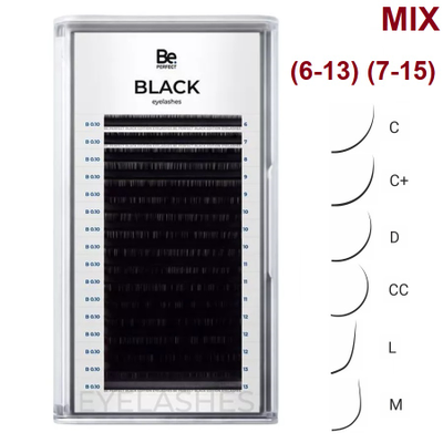 Ресницы чёрные Be PERFECT «BLACK» - MIX (16 линий)