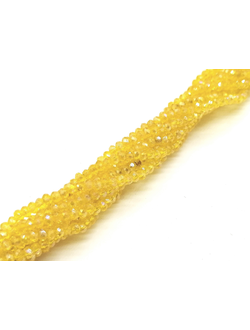 Бусины стеклянные граненные "Рондель", 2 мм, цвет желтый бензин (362)