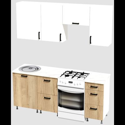 Кухня эконом 1,5 метра (600х500х400) Цвет: Белый/Дуб Вотан