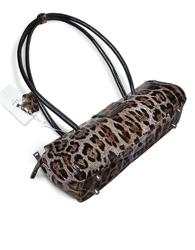 (АРТИКУЛ: 9838/1/8) СУМКА ЖЕНСКАЯ НЕБОЛЬШАЯ, НАТУРАЛЬНАЯ ЛАКИРОВАННАЯ КОЖА, С "ЛЕОПРДОВЫМ" РИСУНКОМ, РУЧКИ ЧЕРЕЗ ПЛЕЧО