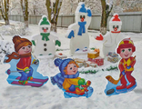 НФ-00002960 Композиция уличных фигур "Спортивные дети" зима