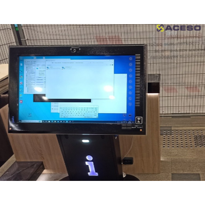 Терминал информационный «Tactile-VERT-1(43)D», тактильно-сенсорный, со стандартным ПО, с кнопкой вызова помощи и станцией для подзарядки, с индукционной системой, М5