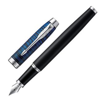 Ручка перьевая PARKER "IM Blue Origin CT", корпус латунь, детали хром, черная, 2073474