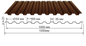 Профнастил коричневый оцинкованный RAL 8017 С 21