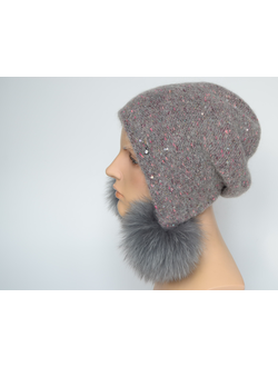 Vizio Италия 1010 шапка ушанка серая с фуксией