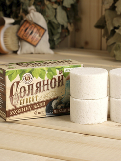 Соляной брикет для бани «Хозяину бани» 4 шт; с ароматом эвкалипта