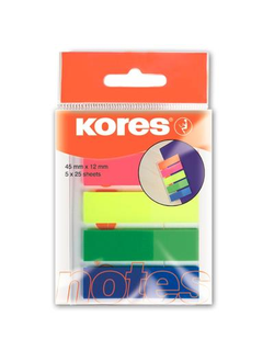 Клейкие закладки Kores Film пластиковые 5 цветов по 25 листов ширина 12 мм