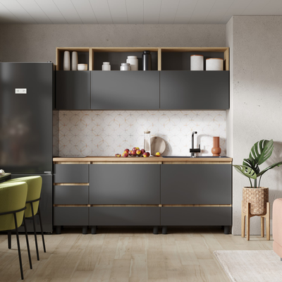 Хелен кухонный гарнитур 2 м Серый графит/Дуб крафт золото