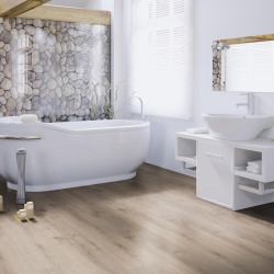 Ламинат Wineo Дуб Швеция Светло-коричневый LA228XXLV4 в интерьере ванной