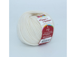 Пряжа для вязания  Фиджи Троицкой фабрики 20% мериносовая шерсть, 60% хлопок, 20% акрил моточки по 50 грамм длина нити 95 метров цвет белый  01