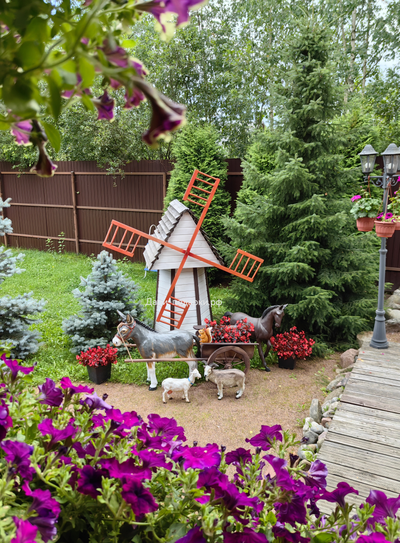 Садовая фигура ОСЛИК С ТЕЛЕЖКОЙ 98*2500см полистоун/дерево Россия ( Ослик без телеги 98*100см 11,7кг - 13940р; телега без ослика 150*60*62см - 12890р)  1,1м3  19348/016708  Экономия при покупке комплекта 2850р