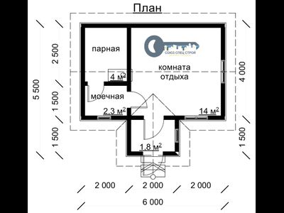 Б-06 ГАБАРИТНЫЕ РАЗМЕРЫ: (5,5Х6М) 1 ЭТАЖ, ОБЩАЯ ПЛОЩАДЬ: 27М²