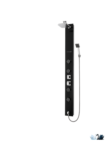 Душевая панель Creavit PT909, гидромассаж, термостекло черного цвета