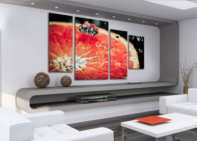 Модульная картина "Капли и цитрус"