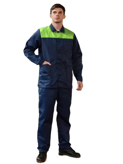 Костюм Аскет-1 (тк.Смесовая,210) брюки, т.синий/лимонный