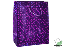 Пакет бумажный 18*23*10см с ручками голография микс