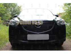 Защита радиатора Mazda CX-5 2015-2017 black с парктроником верх