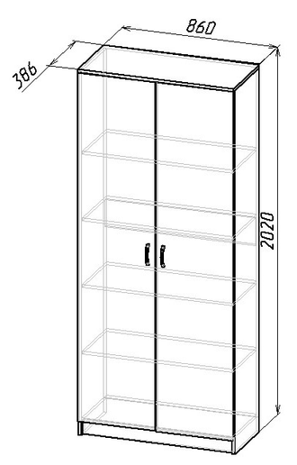 Шкаф двустворчатый ширина 860мм полки
