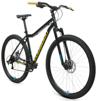 Горный велосипед FORWARD SPORTING X 29 черный, золотой рама 17