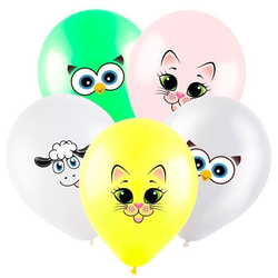 Воздушный шар "Мордочки животных" 30 см.