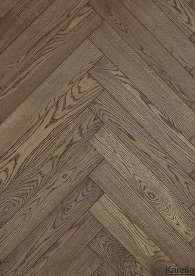 Паркетная доска Karelia Herringbone Дуб Biscotti HB