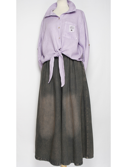 РУБАШКА ЛЁН "ЗАВЯЗКИ" св.серая, белая, лаванда р.46-52