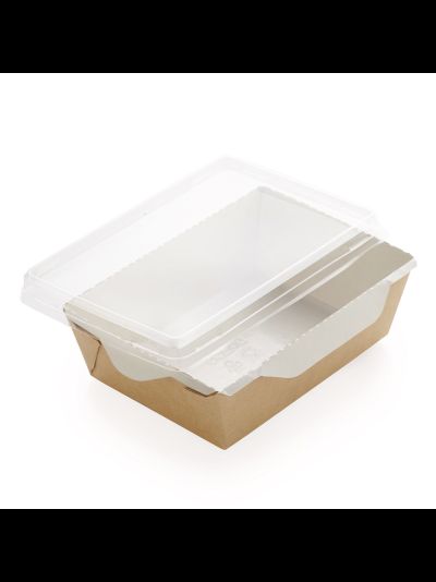 Салатник с прозрачной крышкой (крафт/бел) 800мл