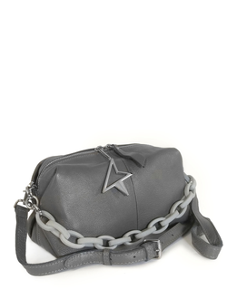 (АРТИКУЛ: 10068/1) СУМКА ЖЕНСКАЯ, МАЛЕНЬКАЯ, НАТУРАЛЬНАЯ КОЖА, СЕРАЯ, С ПЛЕЧЕВЫМ РЕМНЕМ И ЦЕПОЧКОЙ