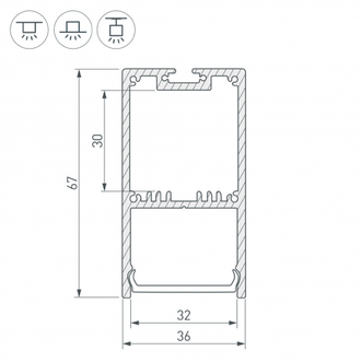 Профиль Arlight SL-LINE-3667-2000 ANOD (Алюминий)