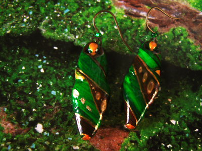 "Шивали, весенняя принцесса", серьги-капли из фарфора