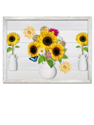 Картина в раме для интерьера 800беж 70*50 "Подсолнухи".