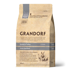 Grandorf (Грандорф) сухой корм для стерилизованных кошек и кастрированных котов Кролик с индейкой, 400 г