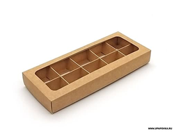 Коробка для конфет Бурый 10 шт (24,5 х 10 х 3 см) Крышка - Дно