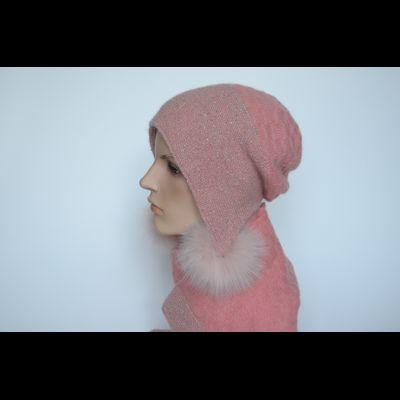 Шапка ушанка розовая с помпонами Vizio Италия 5123