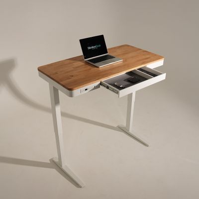 Умный стол 120×60 белый | массив дуба