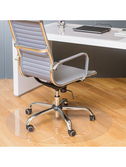 Коврик защитный для напольных покрытий BRABIX, поликарбонат, диаметр 100 см, глянец, толщина 1 мм, 604849