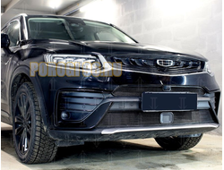 Защита радиатора для Geely Tugella 2020- black низ с датчиками
